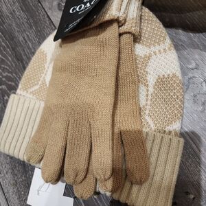 Authentic COACH Beanie And Gloves Set